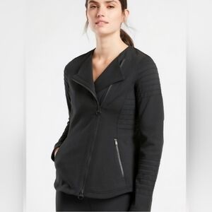 Athleta Stellar Moto Jacket, Black, Double Zipper, Sz SP